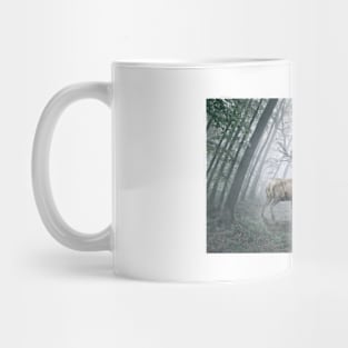 Deer and Candle Lantern in the Misty Forest Mug